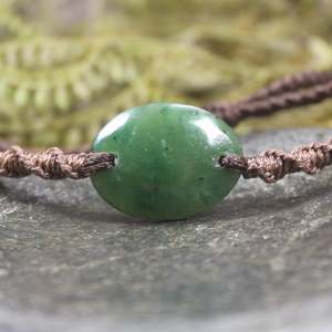 NZ Greenstone Adjustable Cord Bracelet (BN384) Hapopo Pounamu