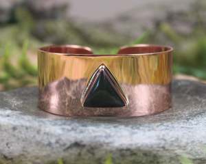 NZ Greenstone Copper Cuff Bangle (AZ026) Kawakawa Pounamu
