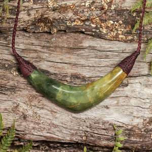 NZ Greenstone Large Kōuma Breastplate Pendant (BM704) Flower Jade Pounamu