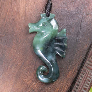 NZ Greenstone Small Seahorse Pendant (BP744) Inanga Pendant