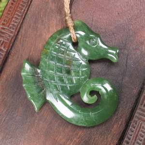 Other Jewellery Designs: NZ Greenstone Medium Seahorse Pendant (BP745) Kawakawa Pendant