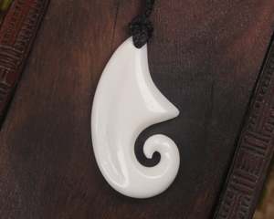 NZ Bone Medium Koru Pendant (BM792)