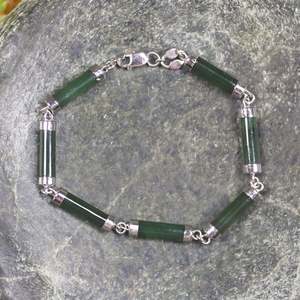 Bracelets: NZ Greenstone Beaded Bracelet (BT221) Hapopo Pounamu