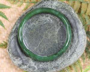 Bracelets: NZ Greenstone Bangle 64mm (BA141) Hapopo Pounamu