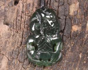NZ Greenstone Small Hei Tiki Pendant (BK863) Tangiwai Pounamu