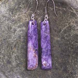 Gemstone Jewellery: Charoite Small Toki Earrings (BP716)