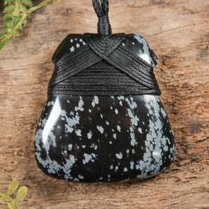 Pendants: Snowflake Obsidian Small Toki Pendant (BW355)