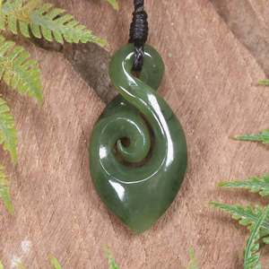 NZ Greenstone Small Koru Twist Pendant (BT307) Hapopo Pounamu