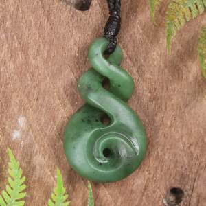 NZ Greenstone Small Koru Twist Pendant (BT500) Hapopo Pounamu