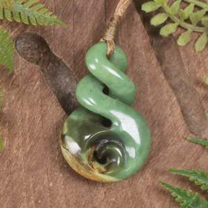 NZ Greenstone Small Koru Twist Pendant (BP528) Flower Jade Pounamu