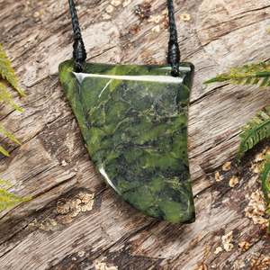 NZ Greenstone Small Freeform Niho Taniwha Tooth Pendant (BN462) Douglas Creek Pounamu