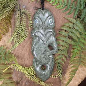 NZ Greenstone XXLarge Manaia Pendant (BP697) Hapopo Pounamu