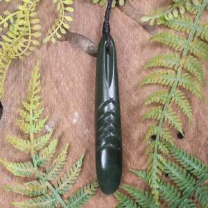 NZ Greenstone Large Roimata Pendant (BT377) Tangiwai Pounamu