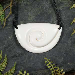 Other Jewellery Designs: Bone Medium Breastplate or Shield with Koru Pendant (BP813)