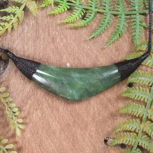 NZ Greenstone Large Kōuma Breastplate Pendant (BP881) Hapopo Pounamu