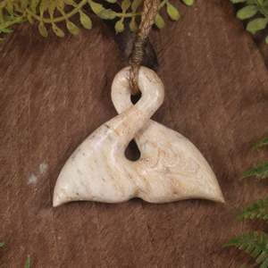 NZ Whale Bone Small Whale Tail Pendant (BP041) NZ SALE ONLY