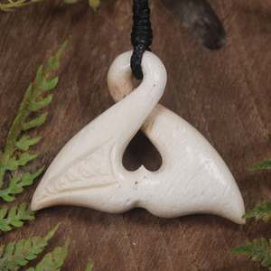 NZ Whale Bone Small Whale Tail Pendant (BP037) NZ SALE ONLY