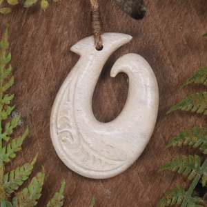 NZ Whale Bone Small Hei Matau Pendant (BP031) NZ SALE ONLY
