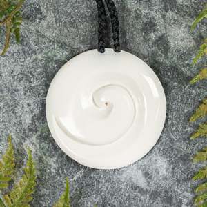 NZ Bone Medium Koru Pendant (BT519)
