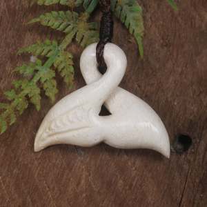 NZ Whale Bone Small Whale Tail Pendant (BP040) NZ SALE ONLY