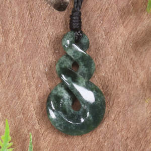 NZ Greenstone Small Twist Pendant (BW045) Kawakawa Pounamu