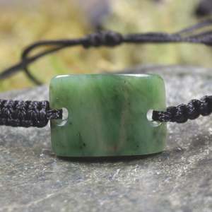 NZ Greenstone Adjustable Cord Bracelet (BP969) Hapopo Pounamu