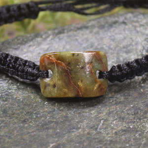 NZ Greenstone Adjustable Cord Bracelet (BP954) Flower Jade Pounamu