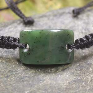NZ Greenstone Adjustable Cord Bracelet (BP970) Hapopo Pounamu