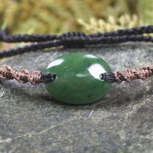 NZ Greenstone Adjustable Cord Bracelet (BP947) Kawakawa Pounamu