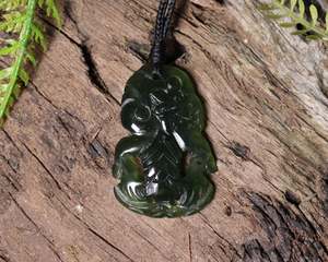 NZ Greenstone Small Hei Tiki Pendant (BK846) Tangiwai Pounamu