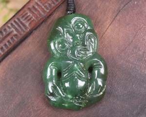 NZ Greenstone Small Hei Tiki Pendant (BH459) Hapopo Pounamu