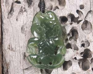 NZ Greenstone Small Hei Tiki Pendant (BK860) Tangiwai Pounamu