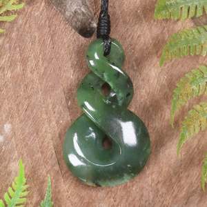 NZ Greenstone Small Twist Pendant (BW011) Hapopo Pounamu