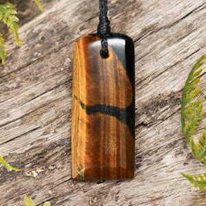 Blue Tigers Eye Small Freeform Toki Pendant (BT609)