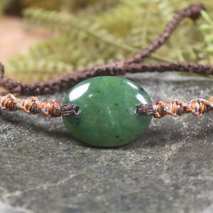 NZ Greenstone Adjustable Cord Bracelet (BP869) Kawakawa Pounamu
