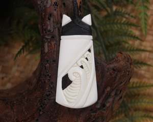 NZ Bone Medium Toki with Koru Pendant (BB369)