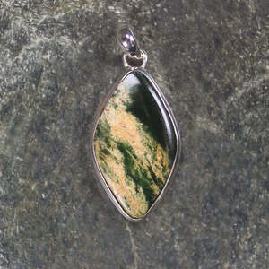 Pendants: NZ Greenstone Small Sterling Silver Pendant (BM585) Flower Jade Pounamu