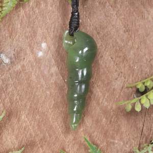 NZ Greenstone Sea Shell Pendant (BT399) Hapopo Pounamu