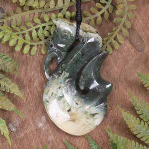 NZ Greenstone Medium Manaia Pendant (BP629) Flower Jade Pounamu