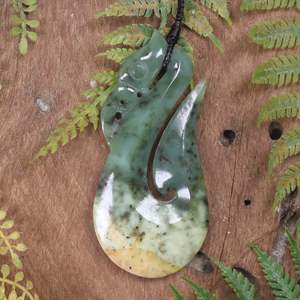 NZ Greenstone Large Manaia Pendant (BP371) Flower Jade Pounamu