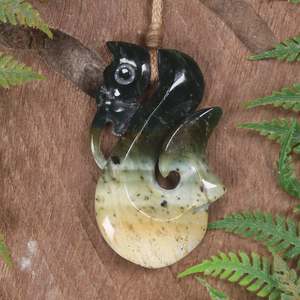 NZ Greenstone Medium Manaia Pendant (BW227) Flower Jade Pounamu