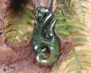 NZ Greenstone Large Manaia Pendant (BC252) Flower Jade Pounamu