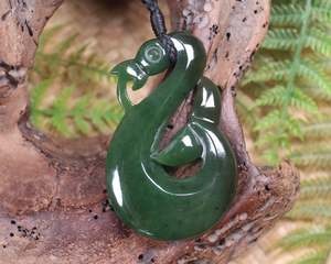 NZ Greenstone Large Manaia Pendant (BA399) Kawakawa Pounamu