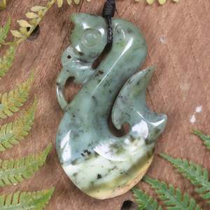 NZ Greenstone Medium Manaia Pendant (BP630) Flower Jade Pounamu