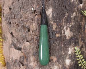NZ Greenstone Large Roimata Pendant (BM703) Hapopo Pounamu