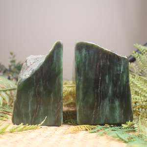 NZ Greenstone Freeform Book End Sculptures (BW559) Kawakawa Pounamu