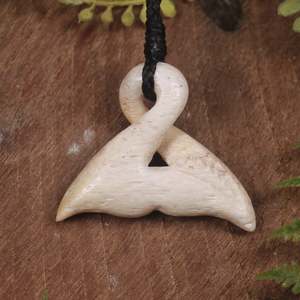 NZ Whale Bone Small Whale Tail Pendant (BP043) NZ SALE ONLY