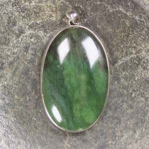 NZ Greenstone Large Sterling Silver Pendant (BM588) Hapopo Pounamu