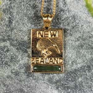 NZ Greenstone XSmall Gold Plated Pendant (BT397) Kawakawa Pounamu