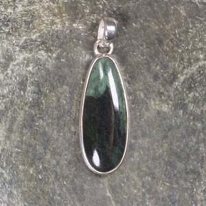 NZ Greenstone Small Sterling Silver Pendant (BM522) Kawakawa Pounamu